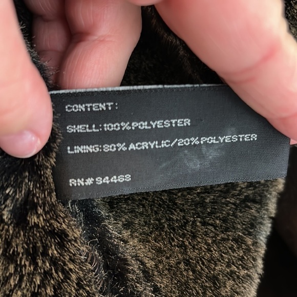 Liz Claiborne Faux Suede and Fur Dark Brown Winter Coat - Picture 8 of 9